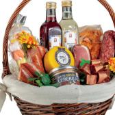 Cesto con manico tondo con stoffa naturale